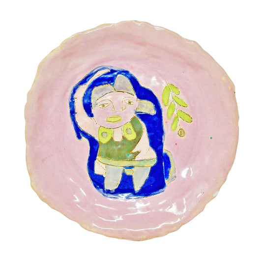 Pink Plate with Figure (S1052)